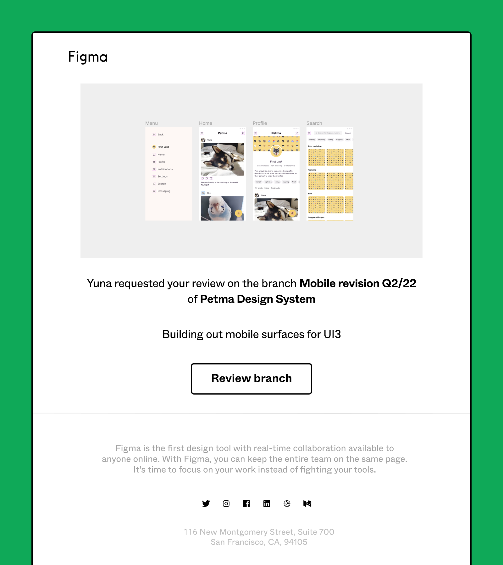Notificação por e-mail para solicitação de revisão